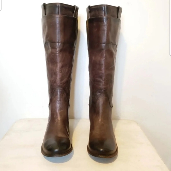 Frye 6 paige tall slate distressed leather brown gray riding boot - Picture 3 of 8